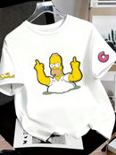 Os Simpsons anime masculino 2026 verão novo 100% algodão puro desenho animado camiseta feminina ao ar livre nova moda casal camisa de manga curta