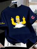 Os Simpsons anime masculino 2026 verão novo 100% algodão puro desenho animado camiseta feminina ao ar livre nova moda casal camisa de manga curta