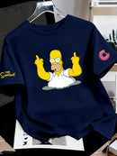 Os Simpsons anime masculino 2026 verão novo 100% algodão puro desenho animado camiseta feminina ao ar livre nova moda casal camisa de manga curta