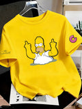 Os Simpsons anime masculino 2026 verão novo 100% algodão puro desenho animado camiseta feminina ao ar livre nova moda casal camisa de manga curta