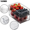 Caixas Organizadoras de Geladeira Caixa de Armazenamento de Alimentos de Geladeira Empilhável com Alça Ferramenta Organizadora de Freezer de Despensa de Plástico Transparente