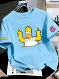Os Simpsons anime masculino 2026 verão novo 100% algodão puro desenho animado camiseta feminina ao ar livre nova moda casal camisa de manga curta