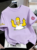Os Simpsons anime masculino 2026 verão novo 100% algodão puro desenho animado camiseta feminina ao ar livre nova moda casal camisa de manga curta