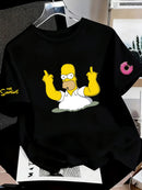 Os Simpsons anime masculino 2026 verão novo 100% algodão puro desenho animado camiseta feminina ao ar livre nova moda casal camisa de manga curta