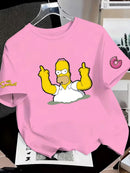 Os Simpsons anime masculino 2026 verão novo 100% algodão puro desenho animado camiseta feminina ao ar livre nova moda casal camisa de manga curta