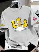 Os Simpsons anime masculino 2026 verão novo 100% algodão puro desenho animado camiseta feminina ao ar livre nova moda casal camisa de manga curta