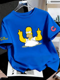 Os Simpsons anime masculino 2026 verão novo 100% algodão puro desenho animado camiseta feminina ao ar livre nova moda casal camisa de manga curta